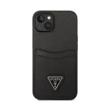Guess чехол для iPhone 14 Plus Saffiano Double Card with Cardholder (черный) GUHCP14MPSATPK