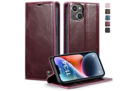 Кожаный чехол MyPads для iPhone 14 Plus с визитницей